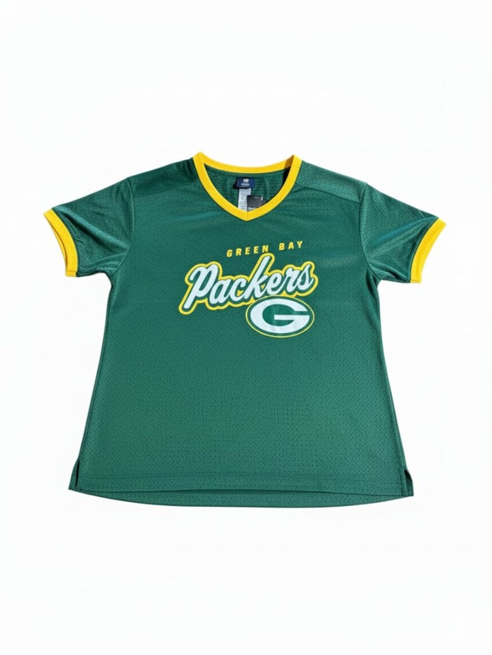 NFL Team Apparel Green Bay Packers Girls V-Neck Mesh Jersey Green Large 11/13